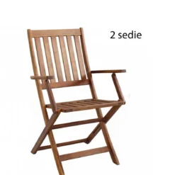 Set 2 Sedie con Braccioli Pieghevoli Poltrona in Legno di Acacia Giardino