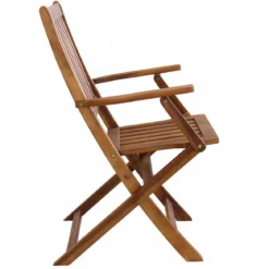 Set 2 Sedie con Braccioli Pieghevoli Poltrona in Legno di Acacia Giardino