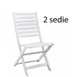Set 2 Sedie da Giardino Bianco Pieghevoli in Legno Poltrona da Esterno