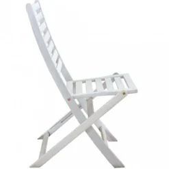 Set 2 Sedie da Giardino Bianco Pieghevoli in Legno Poltrona da Esterno