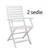Set 2 Sedie da Giardino con Braccioli Bianco Pieghevoli in Legno Poltrona