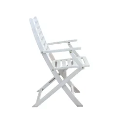 Set 2 Sedie da Giardino con Braccioli Bianco Pieghevoli in Legno Poltrona