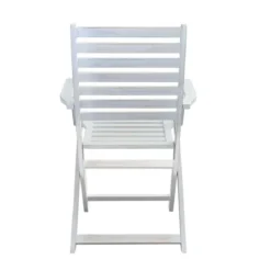 Set 2 Sedie da Giardino con Braccioli Bianco Pieghevoli in Legno Poltrona