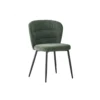Set 4 Sedie da Interno Imbottite in Tessuto Verde Gambe in Metallo Nero