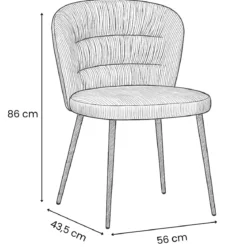 Set 4 Sedie da Interno Imbottite in Tessuto Verde Gambe in Metallo Nero