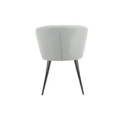 Set 2 Sedie da Interno Imbottite in Tessuto Grigio Chiaro Gambe Nere