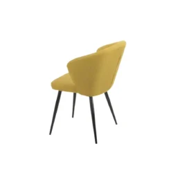 Set 2 Sedie da Interno Imbottite in Tessuto Giallo con Gambe Nere