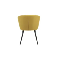 Set 2 Sedie da Interno Imbottite in Tessuto Giallo con Gambe Nere