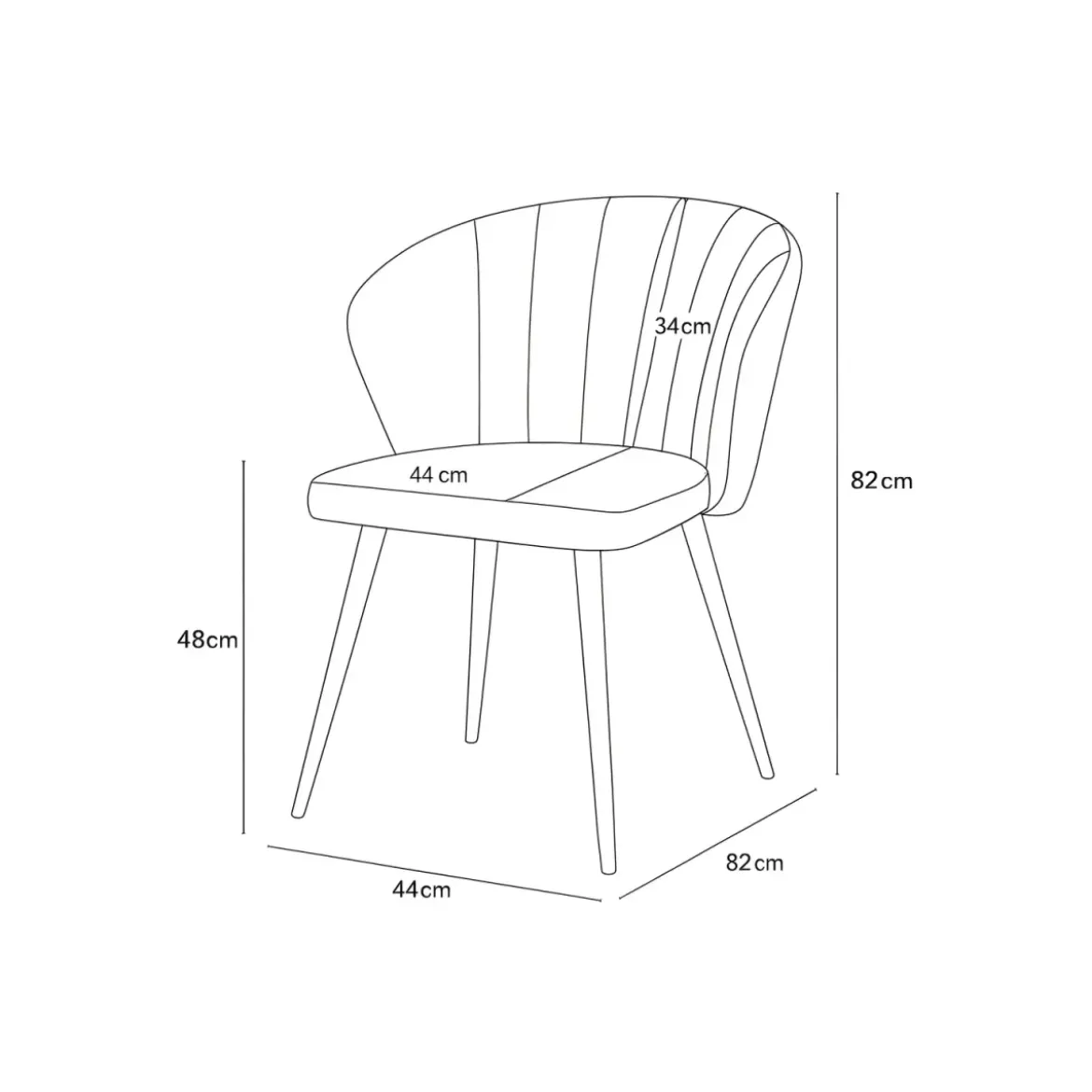 Set 2 Sedie da Interno Imbottite in Tessuto Grigio Scuro Gambe Nere