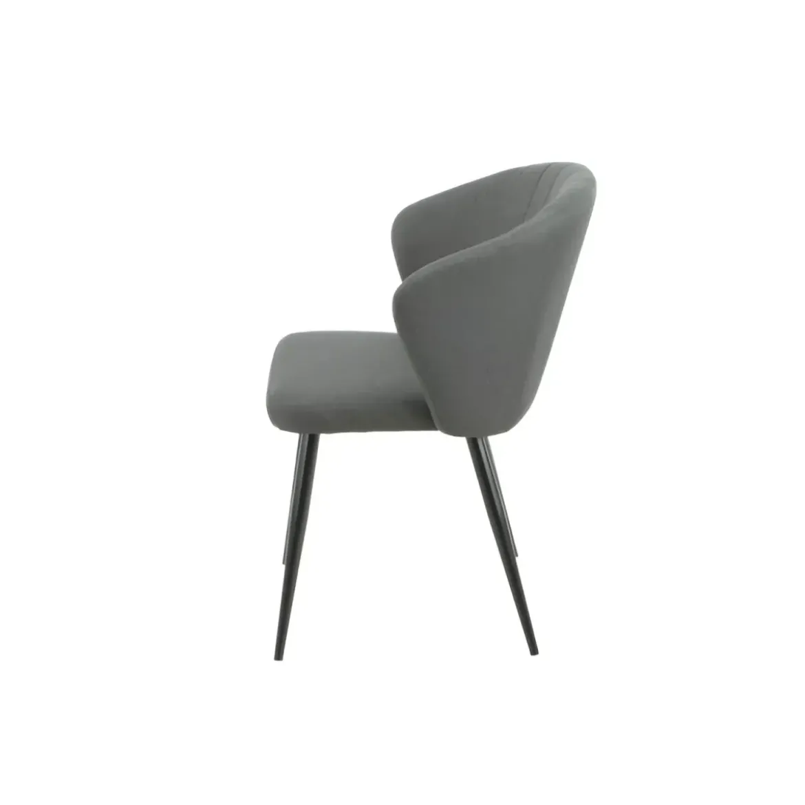 Set 2 Sedie da Interno Imbottite in Tessuto Grigio Scuro Gambe Nere