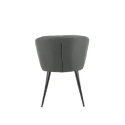 Set 2 Sedie da Interno Imbottite in Tessuto Grigio Scuro Gambe Nere