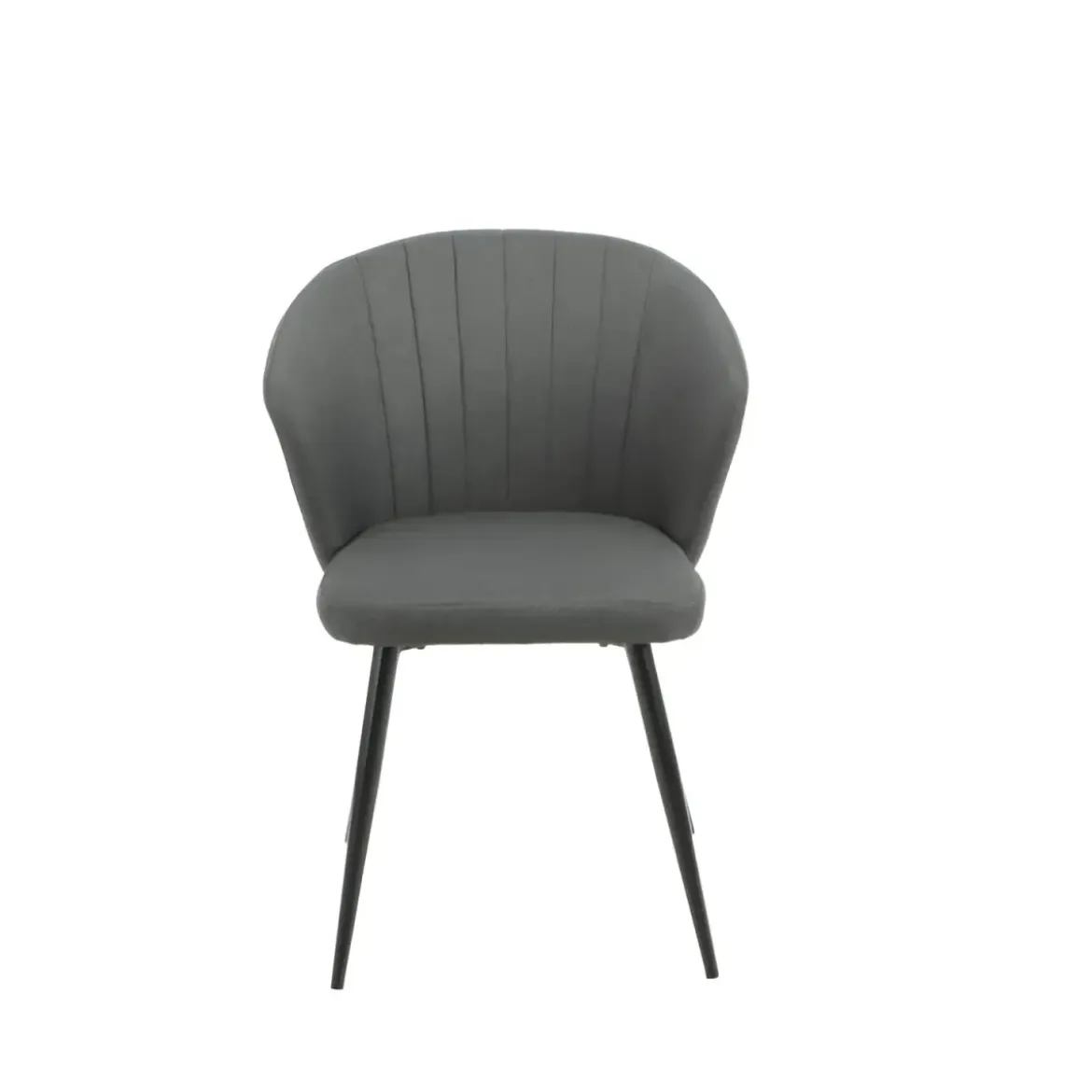 Set 2 Sedie da Interno Imbottite in Tessuto Grigio Scuro Gambe Nere