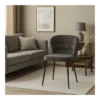 Set 4 Sedie da Interno Imbottite in Tessuto Grigio Gambe in Metallo Nero