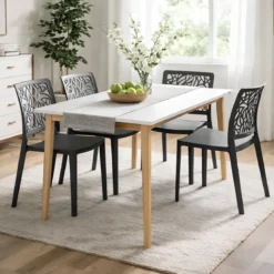 Set 4 Sedie da Pranzo Antracite in Polipropilene da Interno Esterno