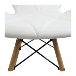 Set 4 Sedie da Pranzo Bianco con Gambe in Legno seduta in PU
