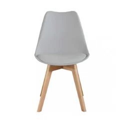 Set 4 Sedie da Pranzo Grigio con Gambe in Legno senza Braccioli