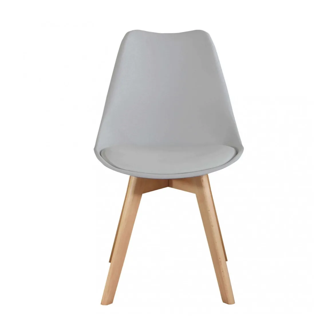 Set 4 Sedie da Pranzo Grigio con Gambe in Legno senza Braccioli