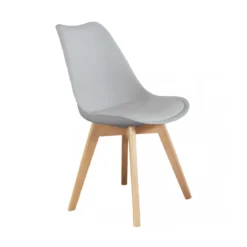 Set 4 Sedie da Pranzo Grigio con Gambe in Legno senza Braccioli