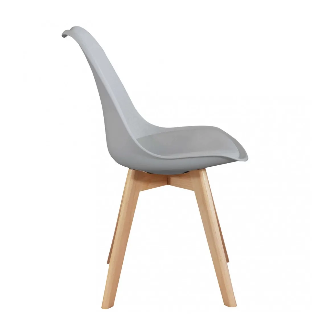 Set 4 Sedie da Pranzo Grigio con Gambe in Legno senza Braccioli