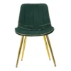 Set 2 Sedie da Pranzo Imbottite Verde Dettagli Oro per Soggiorno Cucina