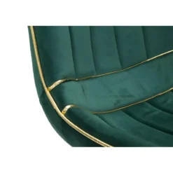 Set 2 Sedie da Pranzo Imbottite Verde Dettagli Oro per Soggiorno Cucina