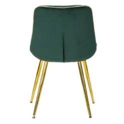 Set 2 Sedie da Pranzo Imbottite Verde Dettagli Oro per Soggiorno Cucina