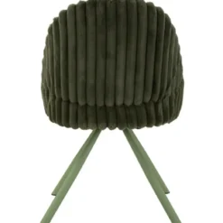 Set 2 Sedie da Pranzo Imbottite in Tessuto Verde Seduta 45 cm