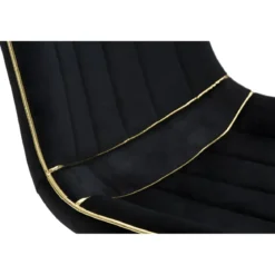 Set 2 Sedie da Pranzo Imbottite Nero Dettagli Oro per Soggiorno Cucina