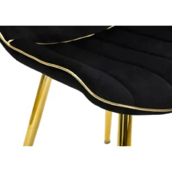 Set 2 Sedie da Pranzo Imbottite Nero Dettagli Oro per Soggiorno Cucina