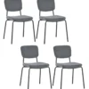Set 4 Sedie da Pranzo Imbottite in Tessuto Grigio Scuro Struttura Nera