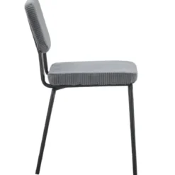Set 4 Sedie da Pranzo Imbottite in Tessuto Grigio Scuro Struttura Nera