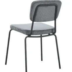 Set 4 Sedie da Pranzo Imbottite in Tessuto Grigio Scuro Struttura Nera