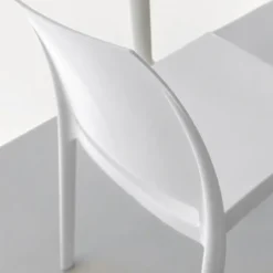Set 4 Sedie da Pranzo in Resina Impilabili Bianco Tappi Antiscivolo
