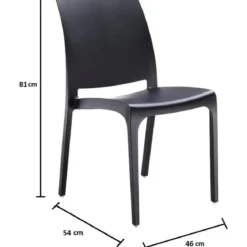 Set 4 Sedie da Pranzo in Resina Impilabili Nero con Tappi Antiscivolo