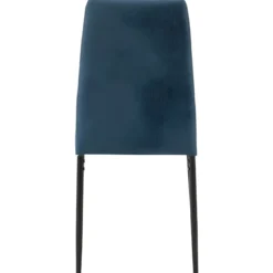 Set 4 Sedie da Pranzo in Tessuto Blu Gambe in Metallo