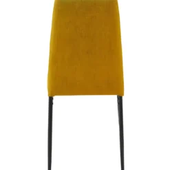 Set 4 Sedie da Pranzo in Tessuto Senape Gambe in Metallo