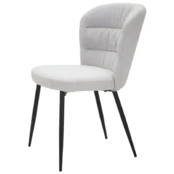 Set 2 Sedie da Pranzo in Tessuto Grigio Metallo Nero Seduta Imbottita