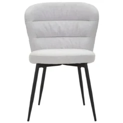 Set 2 Sedie da Pranzo in Tessuto Grigio Metallo Nero Seduta Imbottita