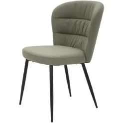 Set 2 Sedie da Pranzo in Tessuto Verde Metallo Nero Seduta Imbottita