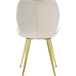 Set 2 Sedie da Pranzo in Velluto Crema Finitura Oro Moderno Soggiorno