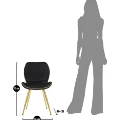 Set 2 Sedie da Pranzo in Velluto Nero Finitura Oro Moderno Soggiorno