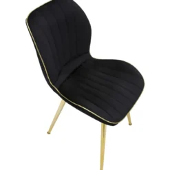 Set 2 Sedie da Pranzo in Velluto Nero Finitura Oro Moderno Soggiorno