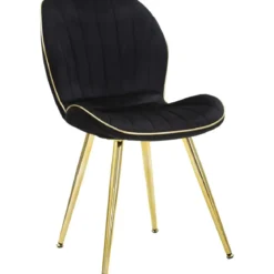 Set 2 Sedie da Pranzo in Velluto Nero Finitura Oro Moderno Soggiorno