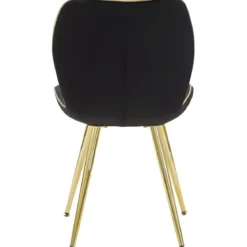 Set 2 Sedie da Pranzo in Velluto Nero Finitura Oro Moderno Soggiorno