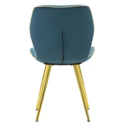 Set 2 Sedie da Pranzo in Velluto Ottanio Finitura Oro Moderno Soggiorno