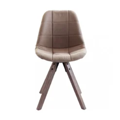 Set 2 Sedie da Pranzo Marrone Nocciola con Gambe in Legno