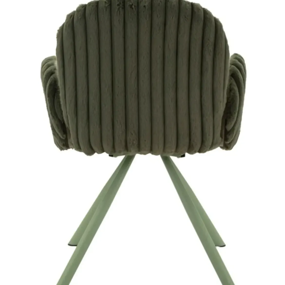 Set 2 Sedie da Pranzo Seduta Imbottita in Tessuto Verde con Braccioli
