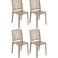 Set 4 Sedie da Pranzo Tortora Chiaro Polipropilene da Interno Esterno
