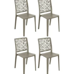 Set 4 Sedie da Pranzo Tortora in Polipropilene da Interno Esterno