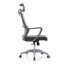 Set 2 Sedie da Ufficio Grigio Schienale Traspirante Poggiatesta Regolabile